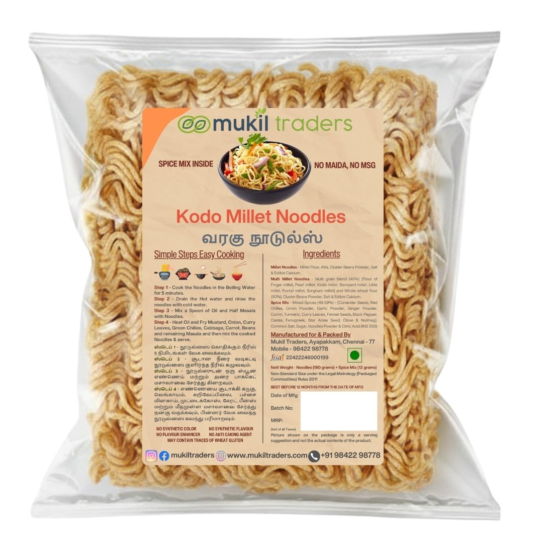 Kodo Millet Noodles – No Maida – No MSG – Varagu / Kodra Noodles (192 gms)